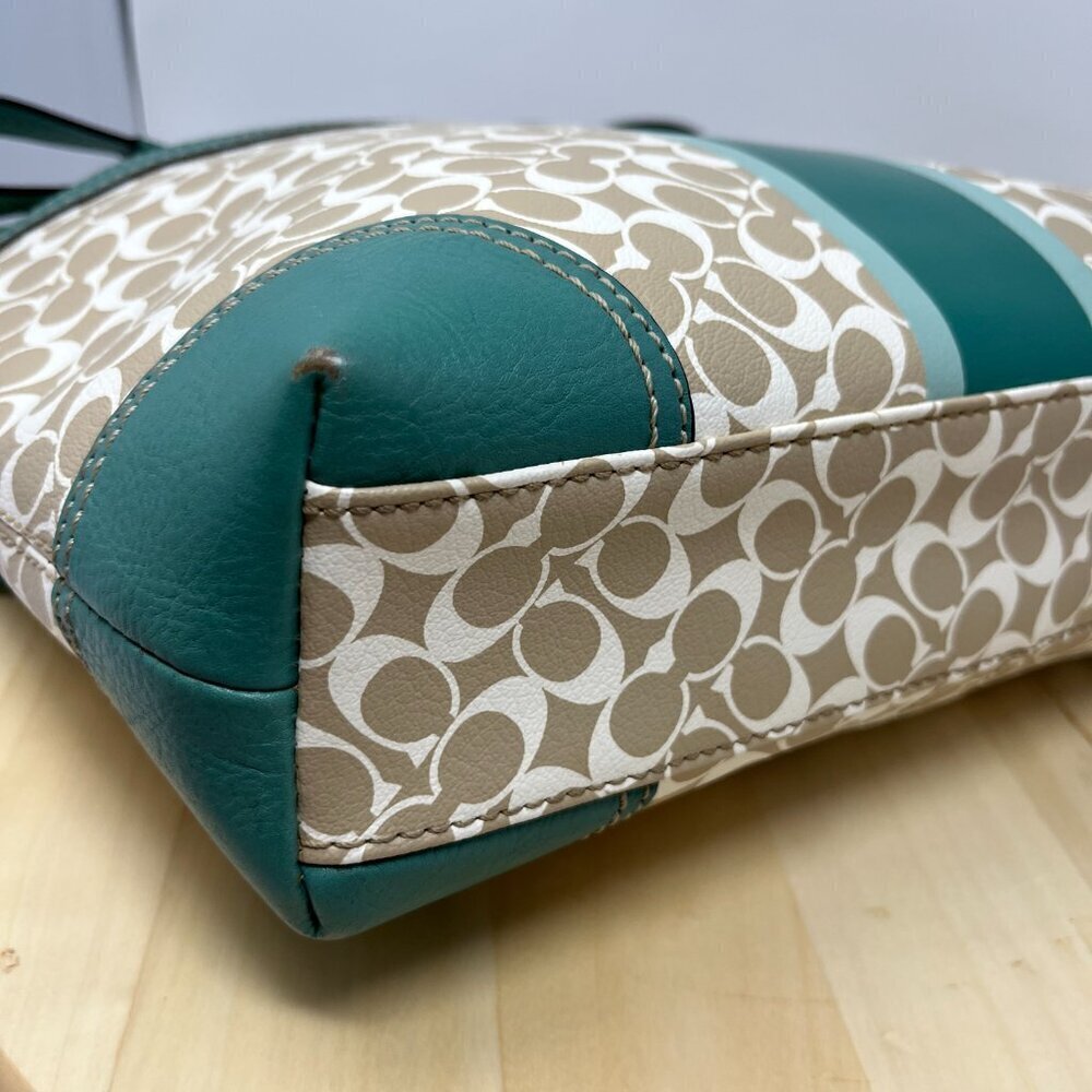 COACH Heritage Chelsea Tote Signature Tan Green F15137 - Picture 13 of 14